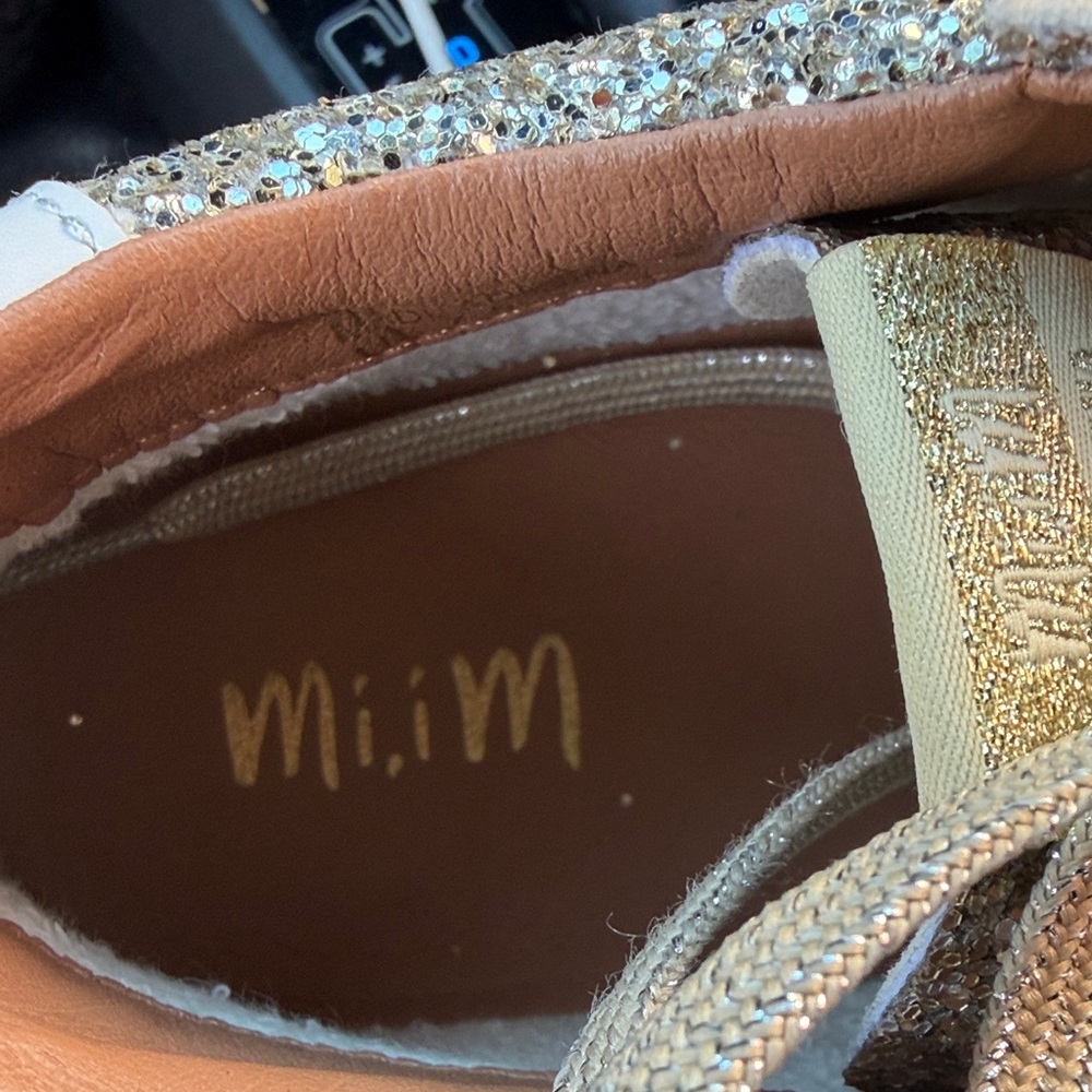 Mi.iM Women's Glittering Gold and Tan Sneakers